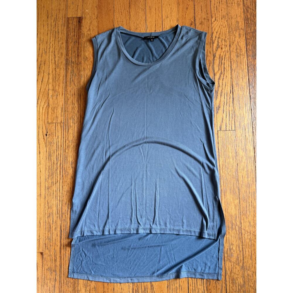 Drew Shirt Womens Small Slate Blue/Green Sleeveless Tunic High Low Hem Modal